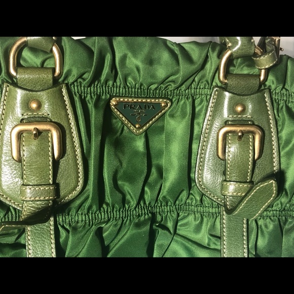 Prada Bags Prada Green Nylon And Leather Cross Body Handbag Poshmark